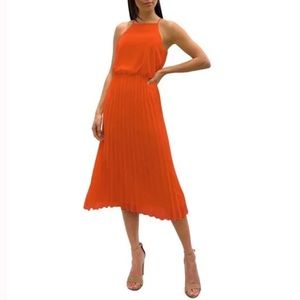 Sam Edelman Coral Pleated Midi Dress
